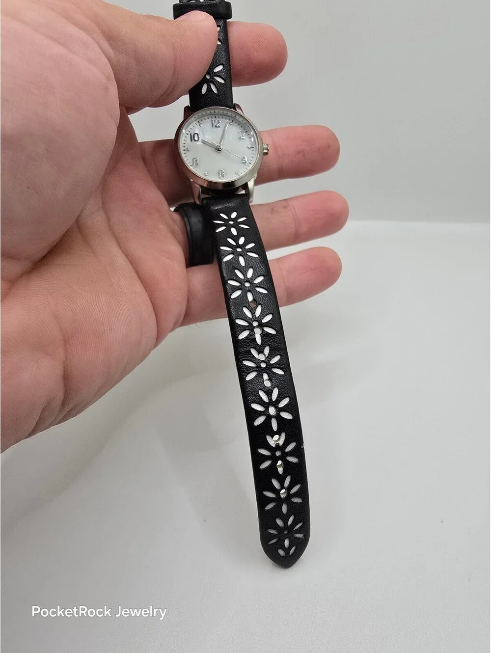 FMD Women’s Quartz Analog Watch White Dial Silver Steel Black Leather Strap